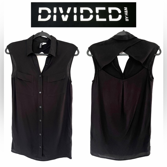 Divided by H&M Long Black Sleeveless Blouse Size 2 - Picture 1 of 9
